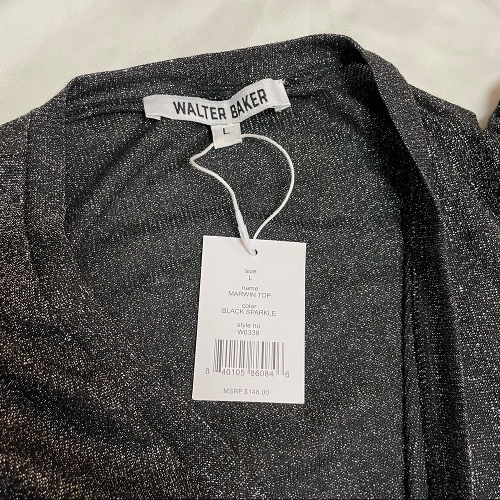 NWT New $148 Walter Baker Marwin Top Size L Black Silver - Picture 10 of 14